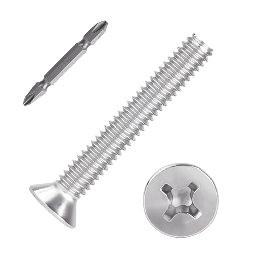 Ranstac 1/4-20 x 1-3/4 inch Phillips flat head machine screws, 50-piece pack