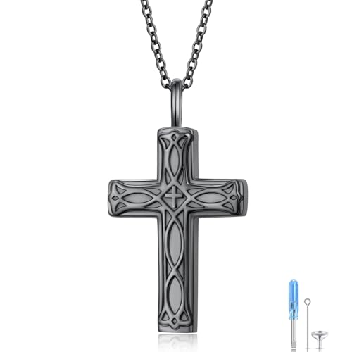 DAOCHONG Celtic Cross Urn Necklace for Ashes Infinity Knot Memorial Jewelry Celtic Cross Urn Necklaces