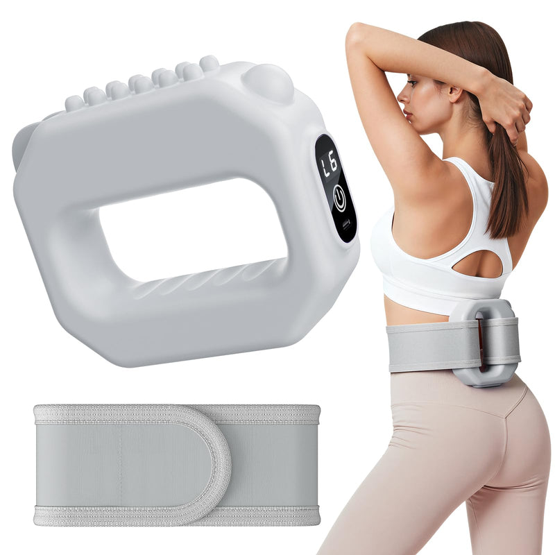[Australia - AusPower] - MERACH Vibration Plate for Lymphatic Drainage, 6-Level Portable Cordless Vibration, Multifunctional Full-Body Fascia Ring, Deep Tissue Percussive Massager for Weight Loss, Gift for Women Grey 