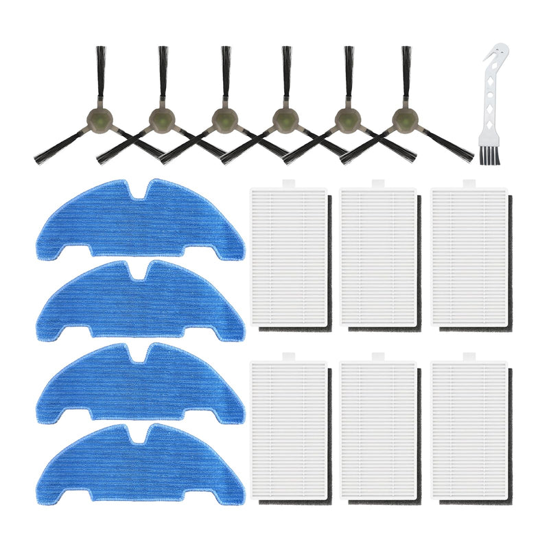 17 Pack Replacement Accessories Kit for Lefant M330 Pro Vacuum Cleaner, 6 Side Brush, 6 HEPA Filter, 4 Mop Pads, 1 Cleaning Brush Size 1
