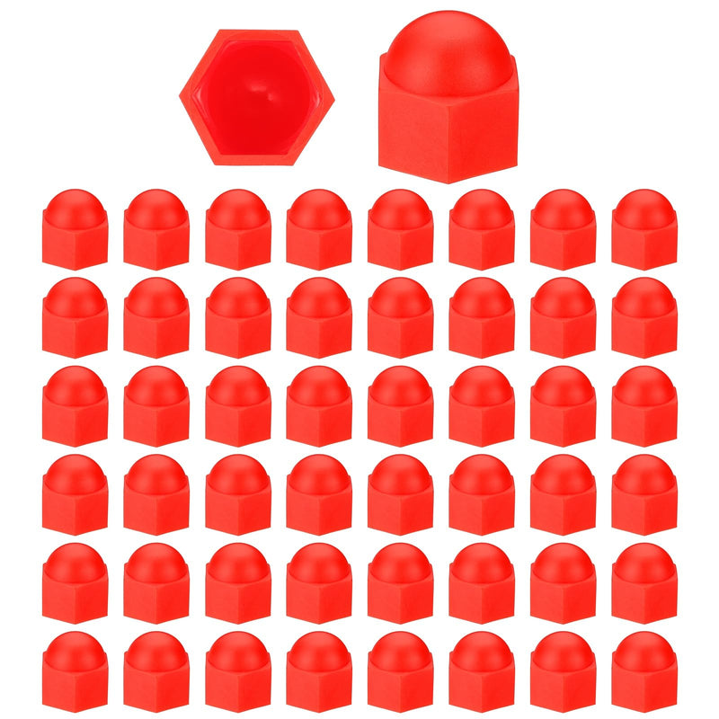[Australia - AusPower] - PATIKIL 50 Pcs Hex Nut Cover, M16x24x27mm Nylon Screws Bolt Covers Caps Dome Acorn Hex Head Bolt Protection Cap for Screws Nut, Red 