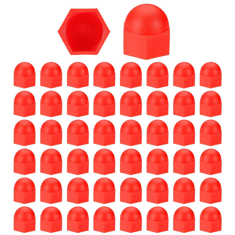 [Australia - AusPower] - PATIKIL 50 Pcs Hex Nut Cover, M18x27x32mm Nylon Screws Bolt Covers Caps Dome Acorn Hex Head Bolt Protection Cap for Screws Nut, Red 