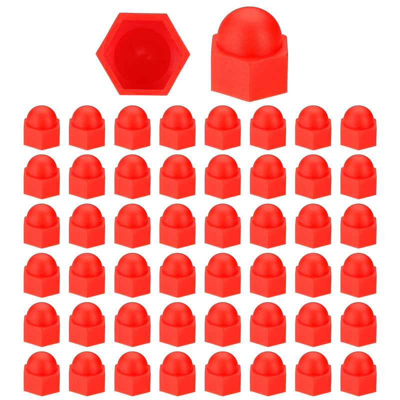[Australia - AusPower] - PATIKIL 50 Pcs Hex Nut Cover, M14x22x27mm Nylon Screws Bolt Covers Caps Dome Acorn Hex Head Bolt Protection Cap for Screws Nut, Red 