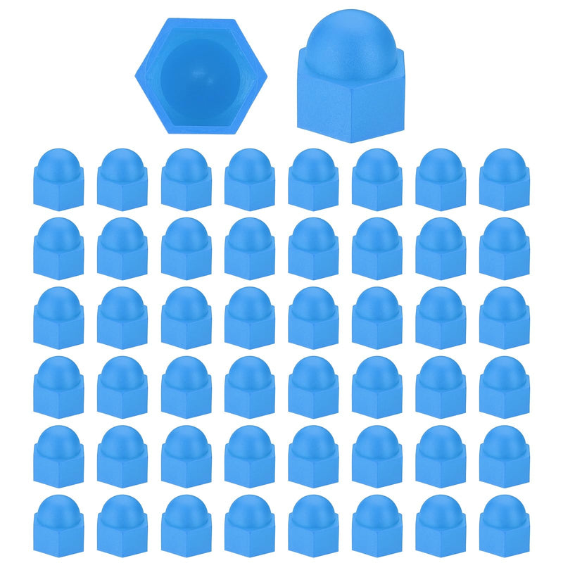 [Australia - AusPower] - PATIKIL 50 Pcs Hex Nut Cover, M14x22x27mm Nylon Screws Bolt Covers Caps Dome Acorn Hex Head Bolt Protection Cap for Screws Nut, Blue 
