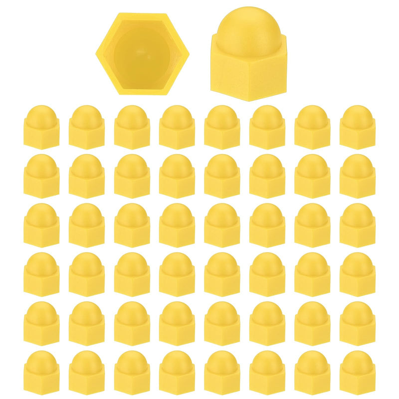 [Australia - AusPower] - PATIKIL 50 Pcs Hex Nut Cover, M14x22x27mm Nylon Screws Bolt Covers Caps Dome Acorn Hex Head Bolt Protection Cap for Screws Nut, Yellow 