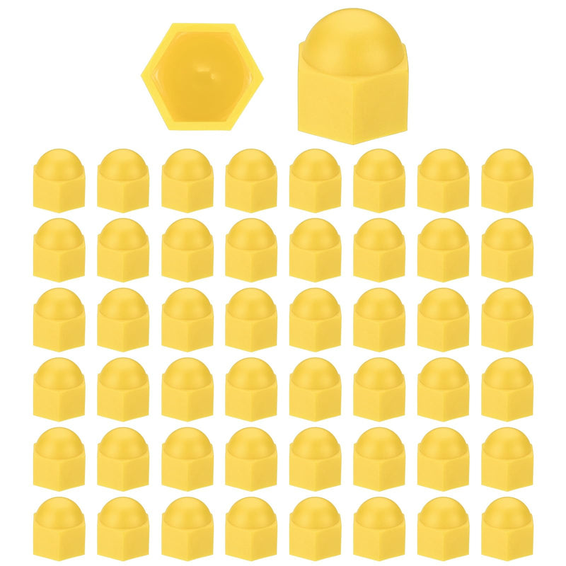 [Australia - AusPower] - PATIKIL 50 Pcs Hex Nut Cover, M16x24x27mm Nylon Screws Bolt Covers Caps Dome Acorn Hex Head Bolt Protection Cap for Screws Nut, Yellow 