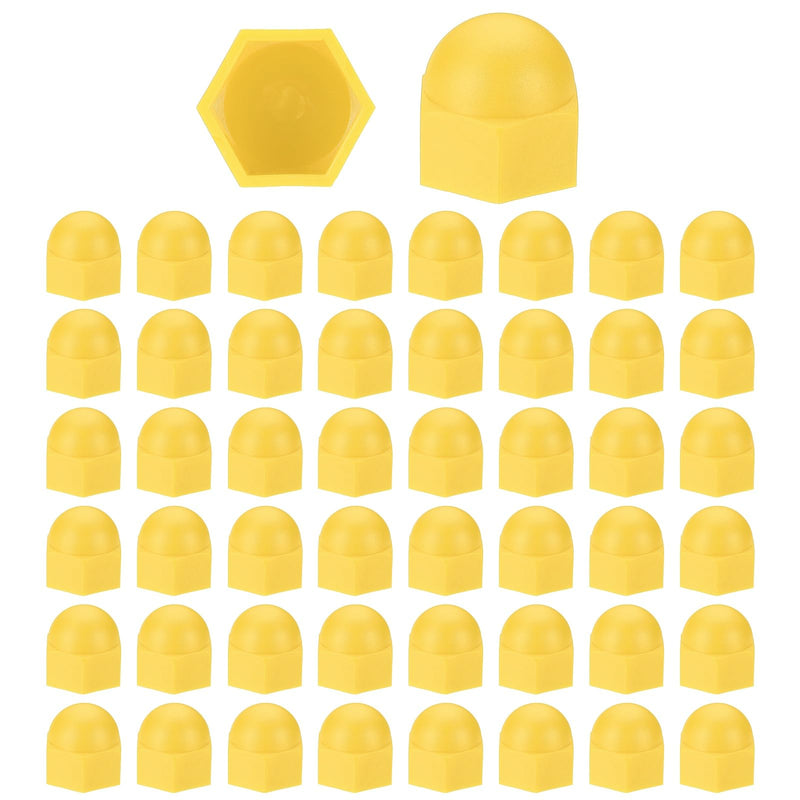 [Australia - AusPower] - PATIKIL 50 Pcs Hex Nut Cover, M18x27x32mm Nylon Screws Bolt Covers Caps Dome Acorn Hex Head Bolt Protection Cap for Screws Nut, Yellow 