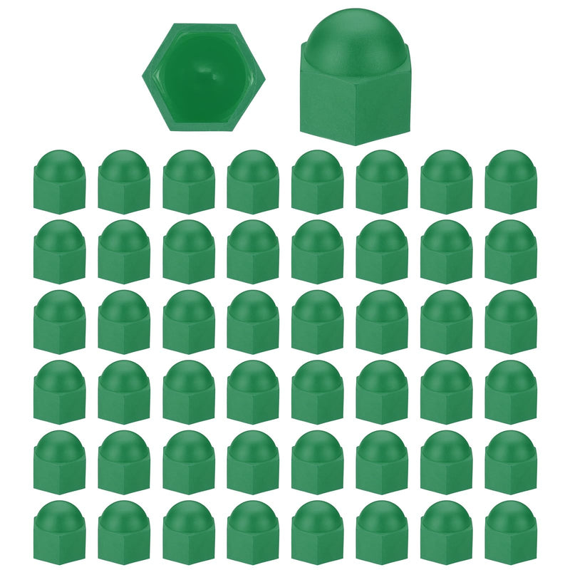 [Australia - AusPower] - PATIKIL 50 Pcs Hex Nut Cover, M16x24x27mm Nylon Screws Bolt Covers Caps Dome Acorn Hex Head Bolt Protection Cap for Screws Nut, Green 