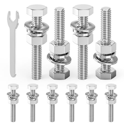 GAGIRA 1/2-13 x 2-1/2 inch 304 stainless steel fully threaded hex bolts with nuts, spacers and spanner