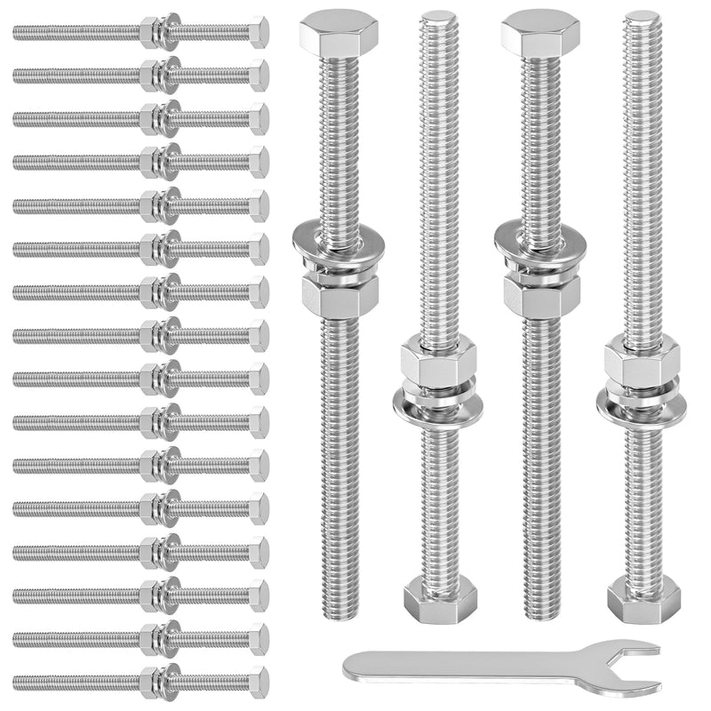 [Australia - AusPower] - 20PCS 5/16-18" x 6" 304 Stainless Steel Fully Threads Bolt, Hex Head Bolts with Nut Spacer and Spanner 5/16-18" x 6" 20 
