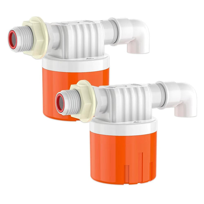 Float Ball Valve for Water Tank,Automatic Water Trough Water Level Control Float Valve Aqua Pulse Trough for Pool,Pond,Livestock (2pcs 3/4" side inner) Orange 2