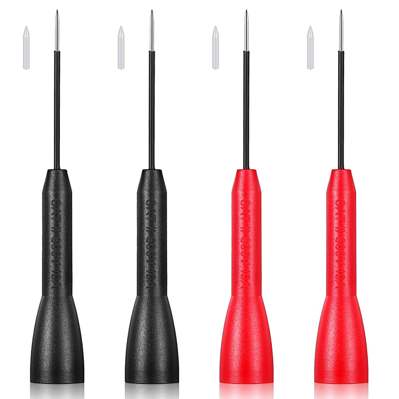 [Australia - AusPower] - 4 Pack 2mm Extended Needle Test Probes 600V/10A Non-Destructive Multimeter Test Probe for Leads Piercing Needles Multimeter Probes for Fluke Meter TestLead 