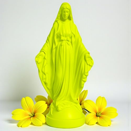 Pop Mary, Modern Virgin Mary Statue, Decorative Resin Figurine, Unique Collectible Gift (Neon Yellow) Neon Yellow
