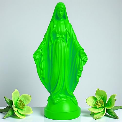 Pop Mary, Modern Virgin Mary Statue, Decorative Resin Figurine, Unique Collectible Gift (Neon Green) Neon Green