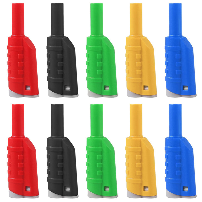 [Australia - AusPower] - 10pcs 4mm Stackable Banana Plugs, Safety Fully Insulated Solderless Screw Fixation Banana Plugs Adapter 