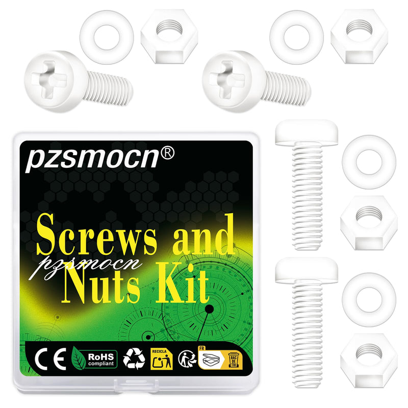 [Australia - AusPower] - 240 Pieces/80 Sets M4*40 mm Plastic White Nylon Cross Round Head Screw Hexagonal Nut Combination Kit, with Insulating Washers, Standard Size, for DIY and Electronic Assembly. 