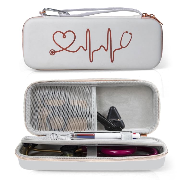 [Australia - AusPower] - White Stethoscope Case- Stetho Carrying bag – Hard Shell Protective Travel Bag for Doctors, Nurses & Medical Students – White protective case" 