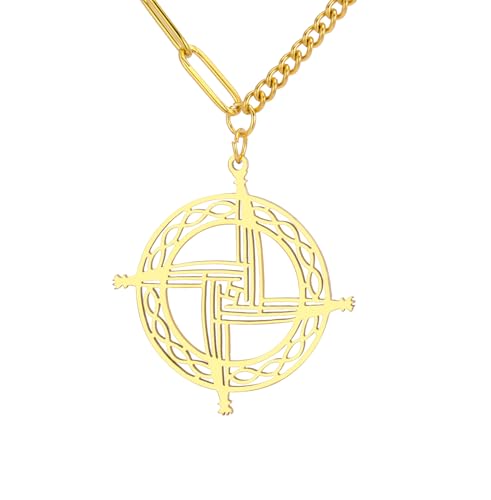 St Brigid's Cross Necklace Traditional Saint Bridget Pendant Irish Celtic Cross Amulet Christian Religious Jewelry Gift for Women Men gold 2