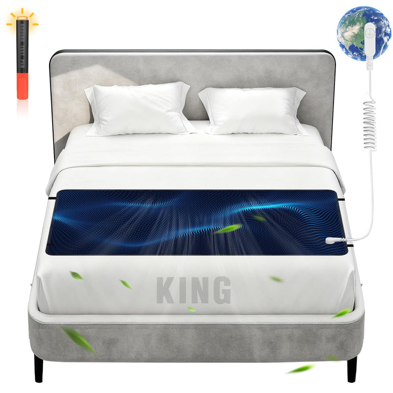 [Australia - AusPower] - Grounding Mat for Bed King Queen Grounding Mattress Pad PU Leather Material with Grounding Cord and Test Pen Earthing Mat for Improved Sleep and Pain Relief (King: 76 * 27") 