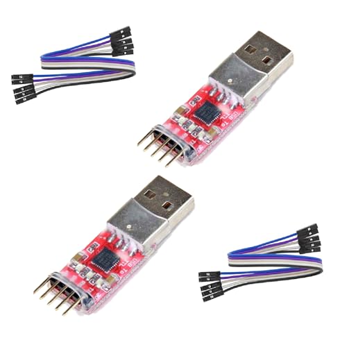 2pcs CP2102 HW-598 USB to TTL Serial Converter Modules | UART USB to TTL Adapter Converter Compatible with 3.3V and 5V Jumpers, PRGMR with DuPont Cables