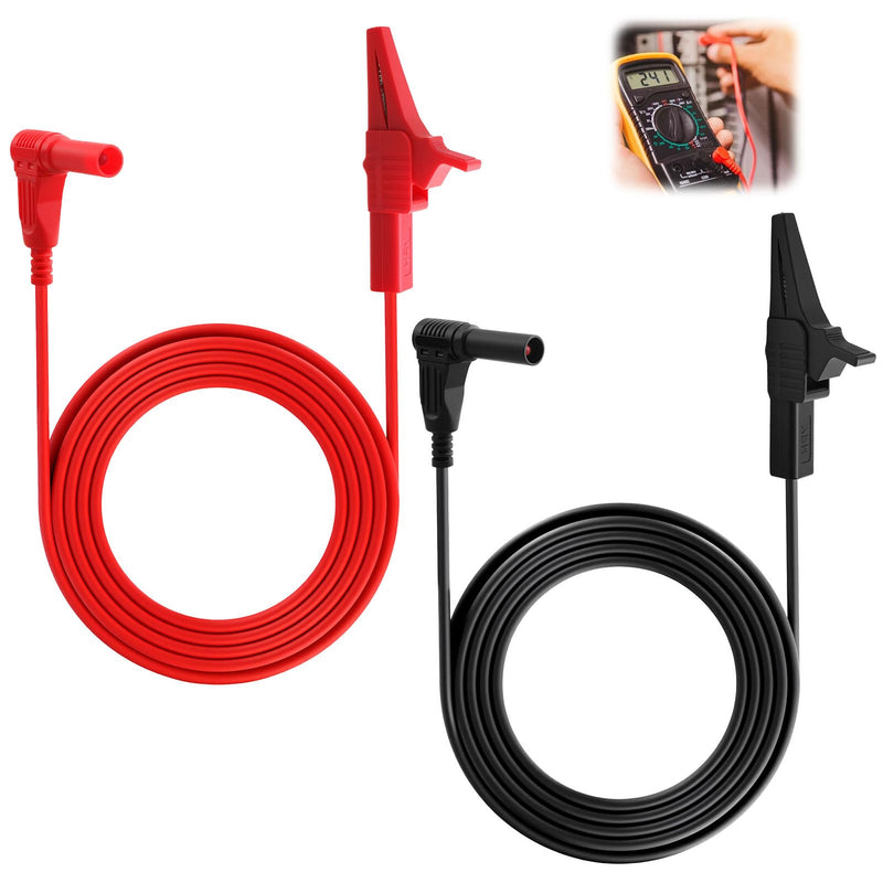 [Australia - AusPower] - Alligator Clip Test Leads for Multimeter Voltmeter, 4mm Banana Plug to Alligator Clip Heavy Duty Jumper Wires with Insulated Clamps for Electrical Testing, 2Pcs, 3 Feet 