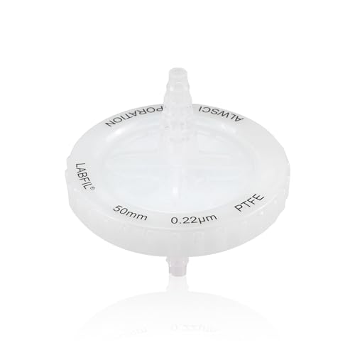Sterile 50 mm PTFE Sterile Valve Filter, 0.22 µm Hydrophobic Syringe Filter | Maximum operating pressure 60 psi, individually packaged