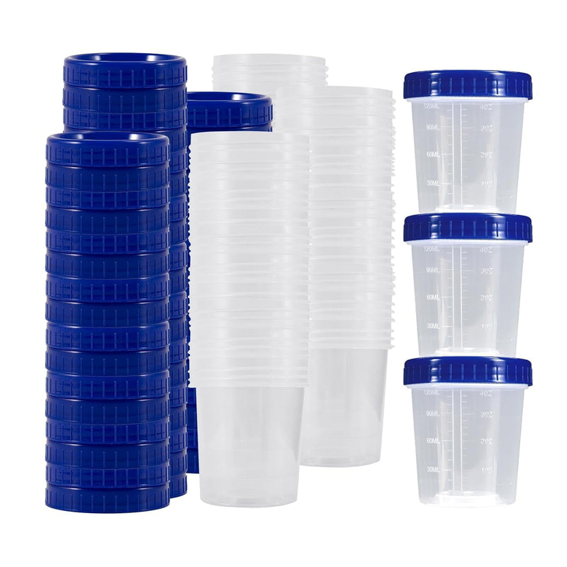 50pcs 120 ml urine cup plastic cup with lid: urine cup disposable cup with lid, urine test sample container transparent urine collection cup with leak-proof 50