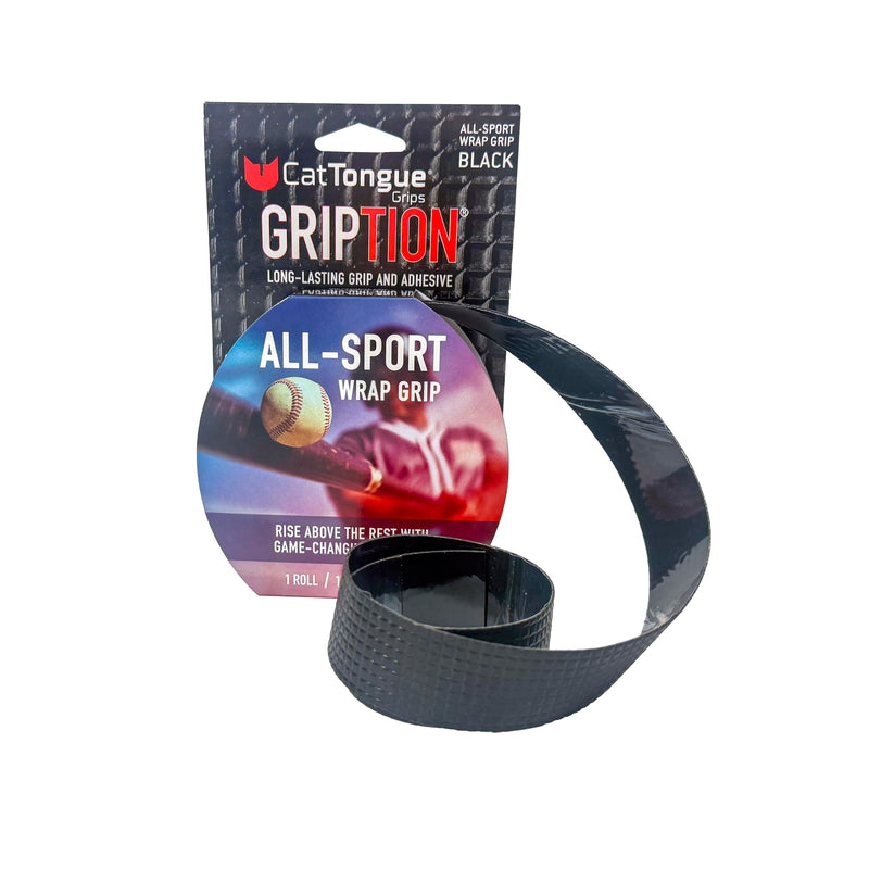 CATTONGUE GRIPS Sports Grip Tape Wrap - Wide Super Grippy Wrap - Anti-Slip Tape for Golf Clubs, Pull Up Bars, Baseball Bats, Lacrosse Sticks, Hockey Sticks, Pickleball Paddles & More Black 10 ft