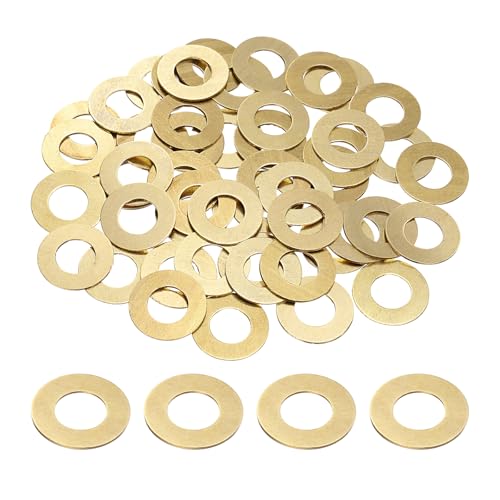 uxcell M12 brass flat sealing washers, 24mm outer diameter, 12mm inner diameter, 1mm thick, 50 pieces