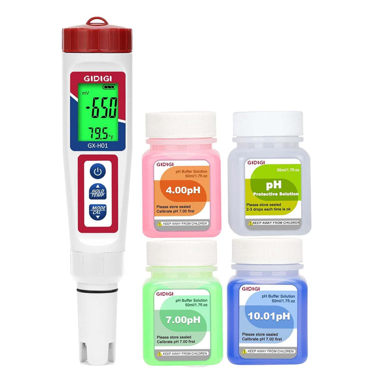 [Australia - AusPower] - Hydrogen Water Tester with pH Buffer Solution 4/7/10,Digital ORP Meter for Drinking Water,6-in-1 pH TDS Tester,pH ORP TDS EC H2 and Temperature Meter for Drinking Water, Hydroponics, Pools, Aquariums 