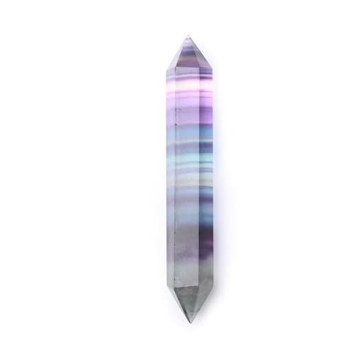 WHAL&YUNE Gemstone Wands 1PC, Rainbow Fluorite Hexagonal Wand Crystals and Healing Stones, Natural Hand Carved Pointed Stone Crystals Tower for Home Decor- 3"-3.5"(8-9cm)