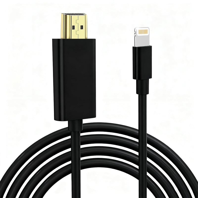 KikoSaka Lightning to HDTV Cable for iPhone Digital AV Adapter 1080P HD Video Sync Screen Connector iPhone to HDTV for TV Projector Monitor Support iOS 18 Black 13.2FT 13.2 ft