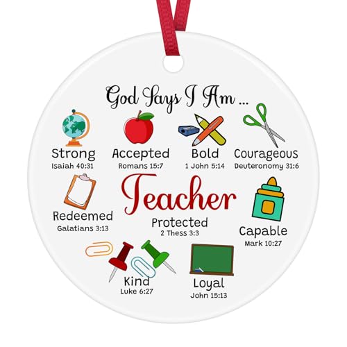 Teacher Christmas Ornament Christian Gifts for Women Men Inspirational Religious Gifts for Teachers Christmas Thank You Gift for Teacher Bible Verse Ornament Birthday Teachers Day Retirement Present