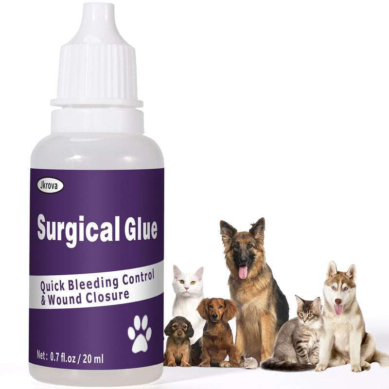 [Australia - AusPower] - Quick-Setting Animal Surgical Glue 20ml – Fast Bleeding Control & Wound Closure for Pets | Strong & Flexible Veterinary Adhesive – Relieves Pain from Cuts, Scrapes & Lacerations 