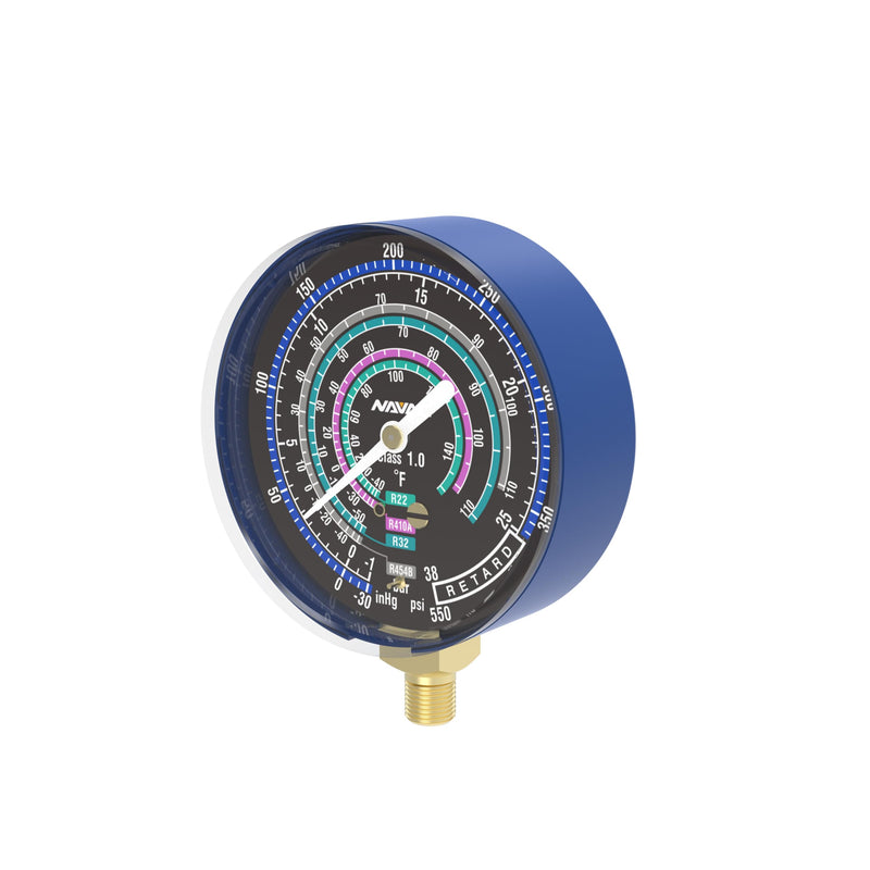 [Australia - AusPower] - Navac Manifold Head - Low Side HVAC Gauges for Pro and Pro Plus Manifold Gauges, Precision Refrigerant Gauge with 3 1/8 Inch Dial, Ac Pressure, Accurate & Reliable Measurement for HVAC Technicians 