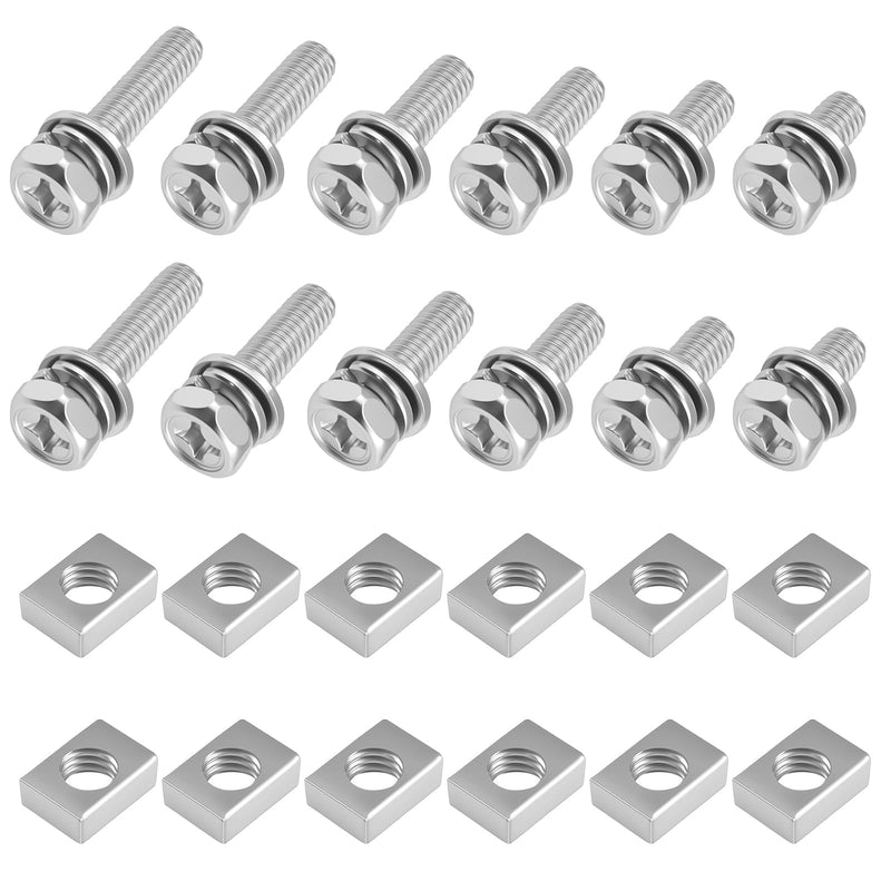 [Australia - AusPower] - 120Pcs 304 Stainless Steel M6 Motorcycle Battery Terminal Bolts & Nuts - 6 Sizes (M6x10/12/14/16/18/20mm) with Square Nuts, Suitable for ATV, Bike, Scooter, Boat 6 Sizes (M6x10/12/14/16/18/20mm), 120P 