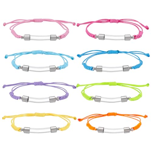 PH PandaHall 8 Colors Glass Vial Pendant Bracelet Adjustable Waxed Thread