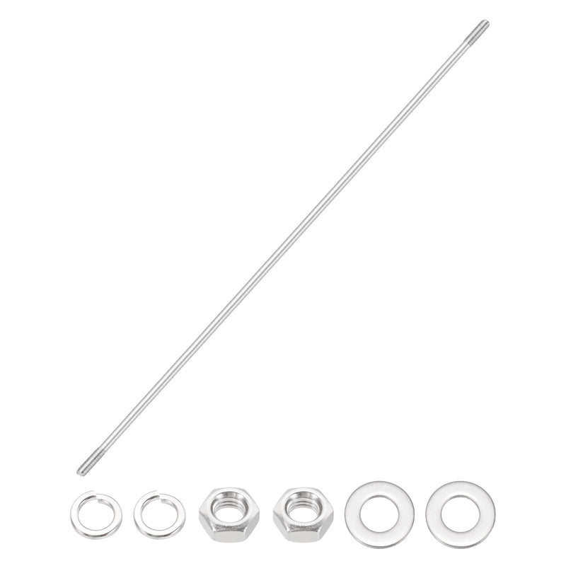 MECCANIXITY 1Set M8x500mm Double Ended Stud Screws, 304 Stainless Steel Dual Threaded Rod Bar Bolts Studs with Nut Washer for House Maintenance Structural Anchoring Fastening Screw 1