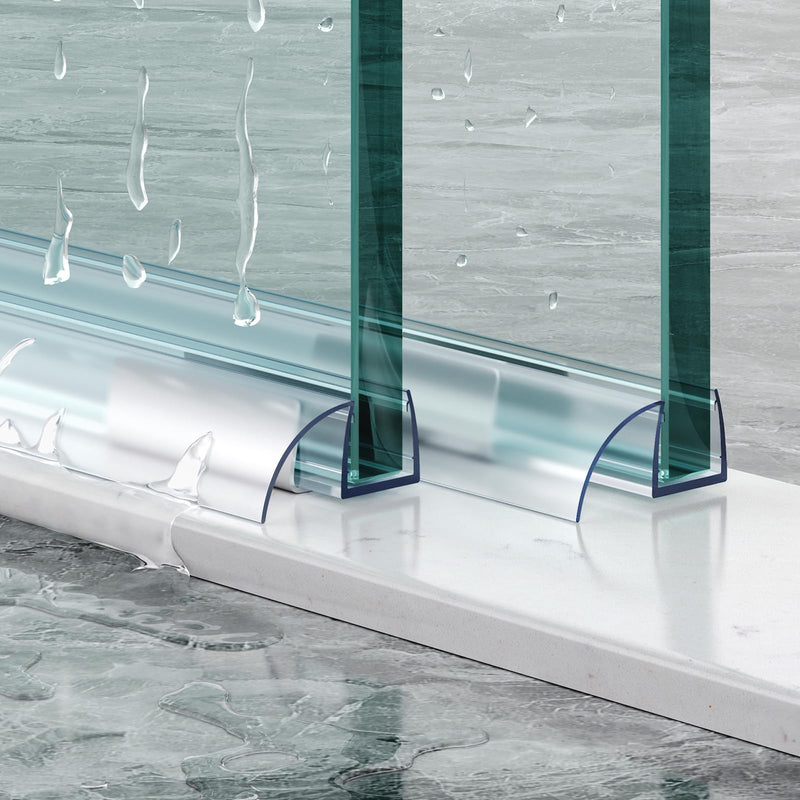 Sliding Shower Door Bottom Seal, 2 PCS 3/8" x 36" Polycarbonate Sliding Door Sweep for 3/8Inch Glass, Frameless Glass Shower Door Seal Strip Stop Leaks and Create a Water Barrier For 3/8" Glass