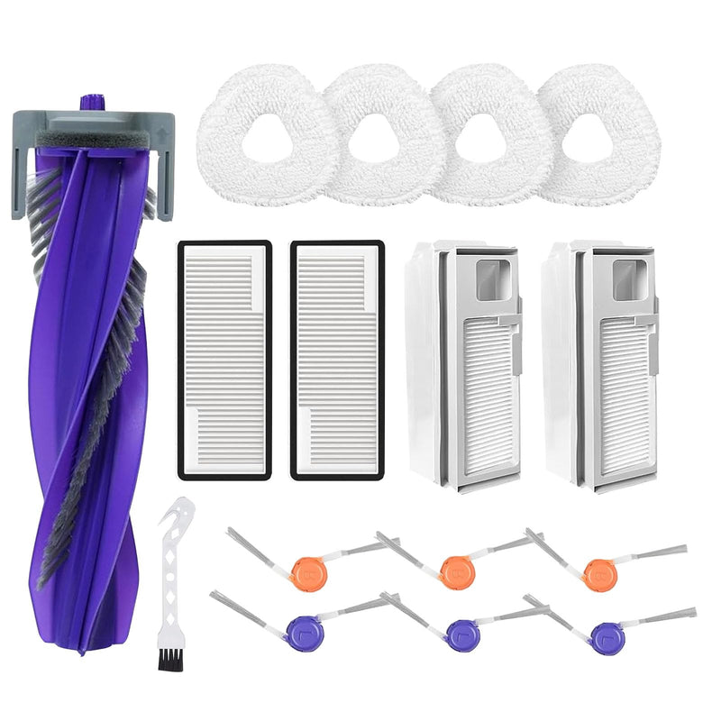 [Australia - AusPower] - Replacement Parts for Narwal Freo Pro Robot Vacuum Cleaner 16 Pcs Accessories 1 Main Roller Brush 2 Dust Bags 2 Filters 4 Mop Pads 6 Side Brush 1 Clean Tool 