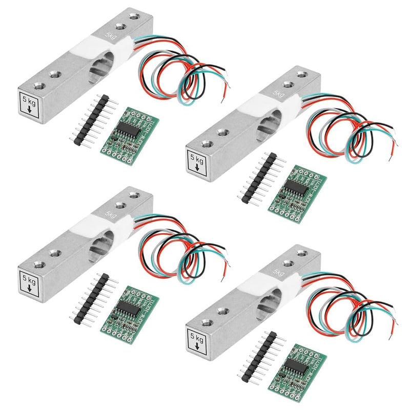 Digital Load Cell Weight Sensor, 4 Sets 5kg Load Cell HX711 AD Weighing Amplifier Module Pressure Sensor Ar Duino Load Cell