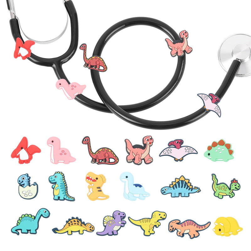 Cartoon Dinosaur Stethoscope Charms - 18Pcs Pediatric Stethoscopes Decor Personalized Accessories, Present for Nurses Veterinarian, Medical Worker and Nursing Graduation Dinosaur series