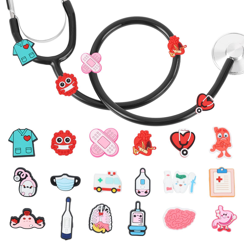 [Australia - AusPower] - Cartoon Medical Elements Stethoscope Charms - 18Pcs Pediatric Stethoscopes Decor Personalized Accessories, Present for Nurses Veterinarian and Nursing Graduation Medical series 