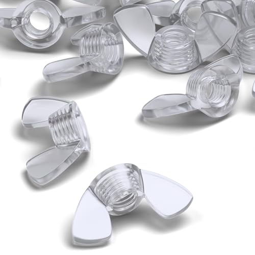 50x Caterpillar Red M5 clear acrylic butterfly wing nuts, plastic thumb nuts