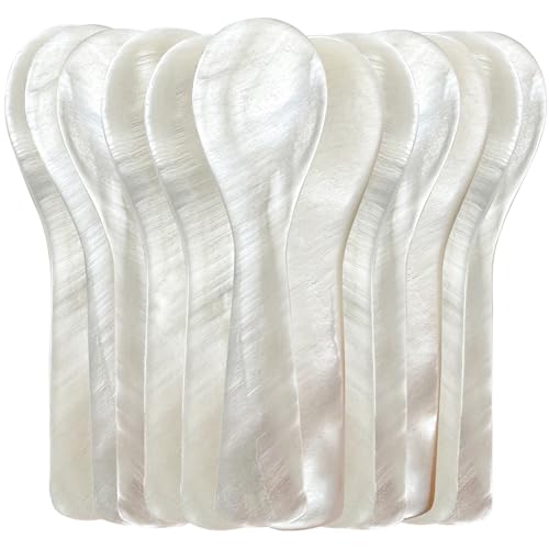 ThougrLyh Caviar Spoon 12pcs 3.54 in Mother of Pearl Spoon for Caviar Party 3.54in 12