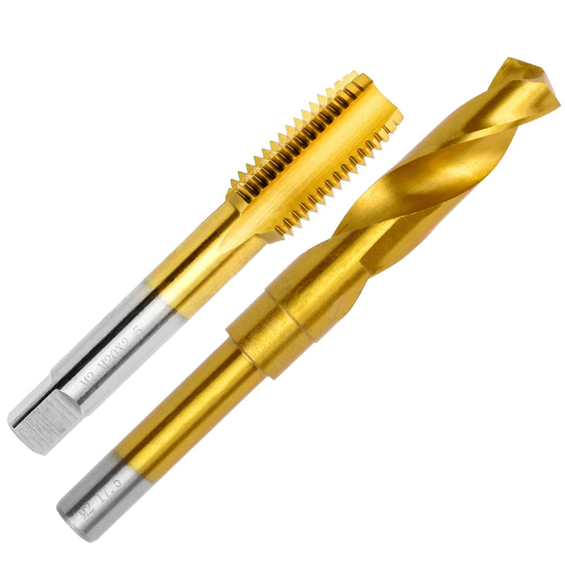 M20x2.5 Tap and 17.5mm Drill Bit Kit, M2 HSS Metric Drill and Tap Set, Combination of Drill and Tap Kit for Metal M20 x 2.5 Tap - 17.5mm Drill Tap and Drill Bit Kit