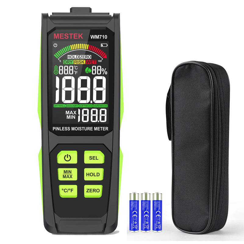 [Australia - AusPower] - Pinless Moisture Meter, MESTEK Wood Moisture Meter Digital Moisture Detector for Lumber Drywall Firewood Masonry Woodworking Plaster Floor Concrete Building with LCD Display Sound Alarm 