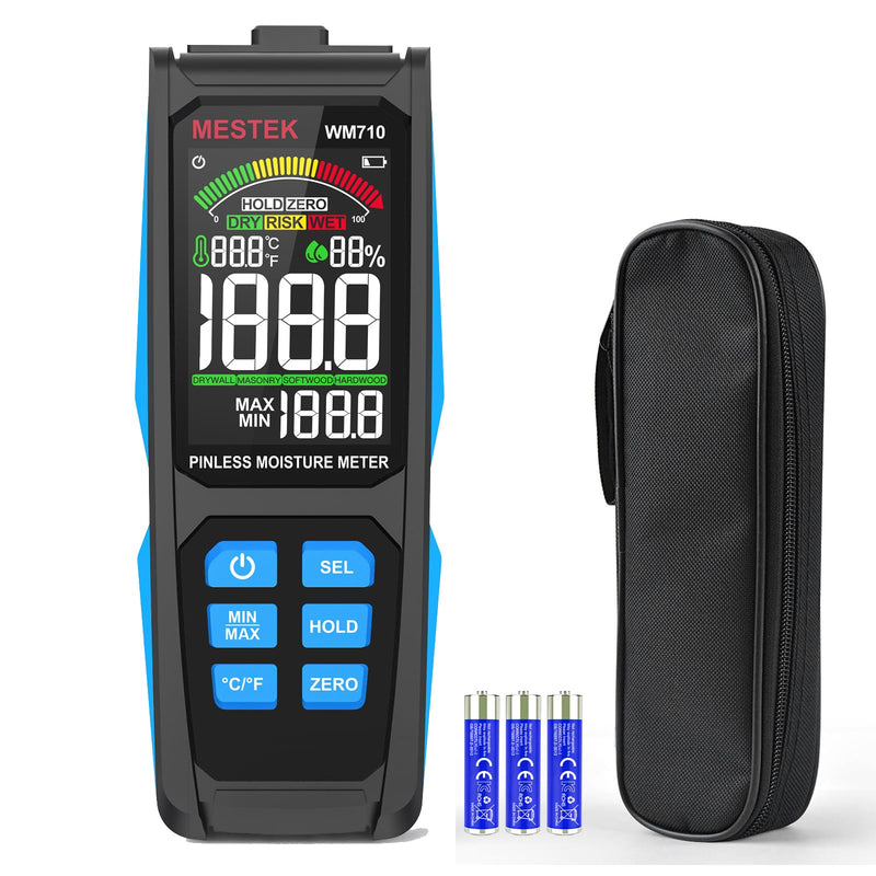 [Australia - AusPower] - MESTEK Pinless Wood Moisture Meters for Drywall, Water Leak Detector, Wall Moisture Tester for Lumber Concrete Building, Wall Moisture Sensor Digital Humidity Tester for Firewood 