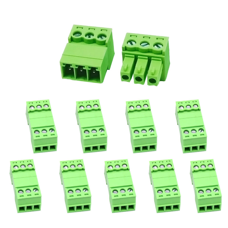 10 Pairs 3.81 mm Screw Terminals 3-Pin Male and Female Terminals, Connector Terminals 3P-10Set