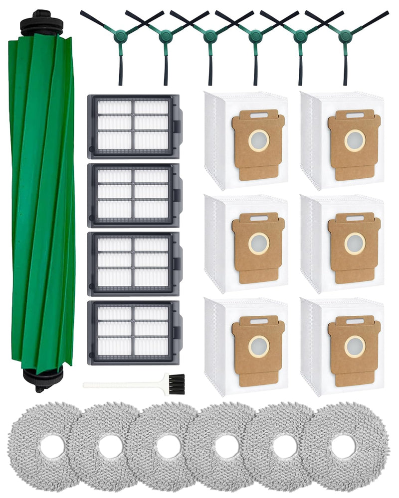 [Australia - AusPower] - 24 Pcs Accessories Kit for iRobot Roomba Plus 405 Combo/505 Combo/507 Combo Robot Vacuum Cleaner: 1 Main Brush, 6 Dust Bags, 6 Mop Pads, 4 Filters, 6 Side Brushes and 1Cleaning Brush(400/500 Series) Combo 405/505-SET24 